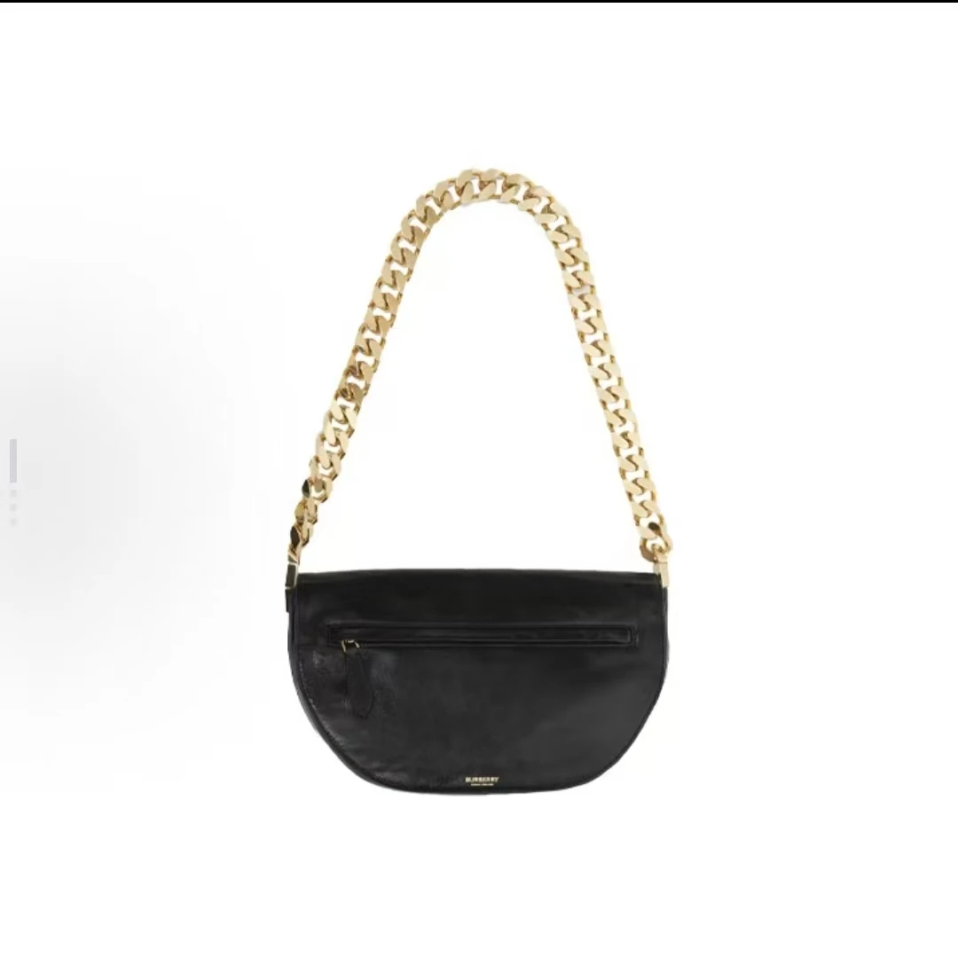 95新 BURBERRY/博柏利 【白菜】黑色 牛皮 斜挎包/BGC201370088