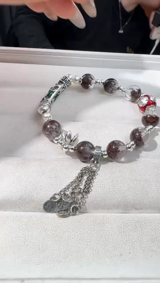 【闪购商品】水晶手链银S925镶嵌粉紫幽灵弯管设计款