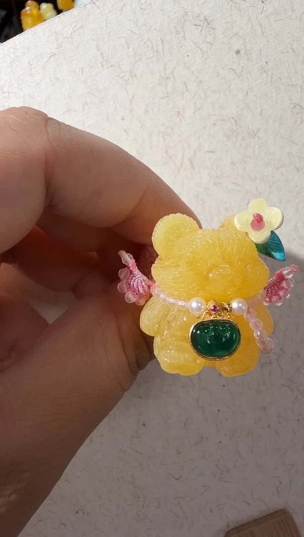 蜜蜡未镶嵌戒指蜜蜡小熊戒指