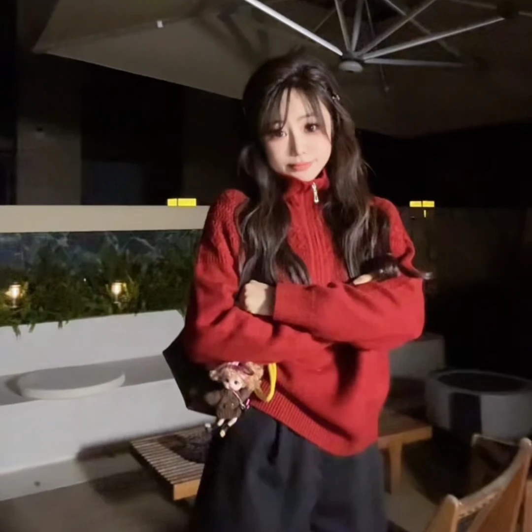 YX八MY20251209新款领口拉链毛衣时尚休闲气质