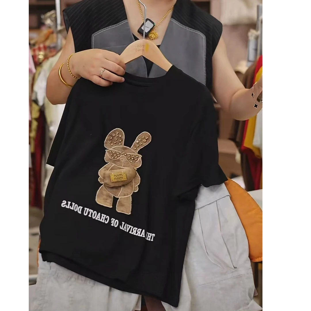 505570 黑色 韩版男童女童舒适时尚洋气百搭日常短袖