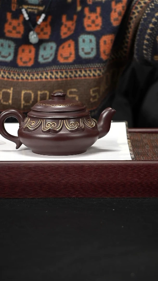 茶壶紫砂描金