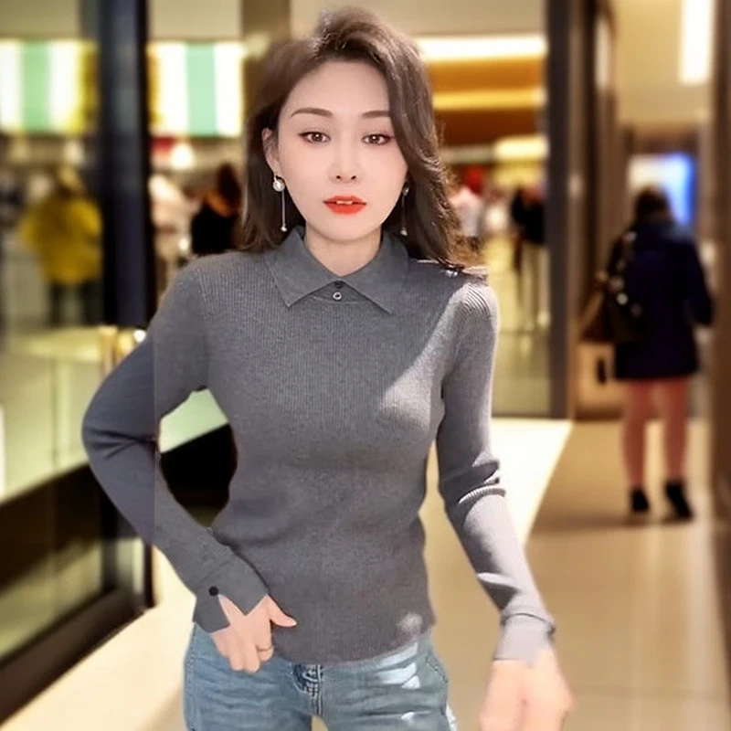 POLO领打底衫女2025新款时尚秋冬气质长袖百搭上衣修身显瘦内搭