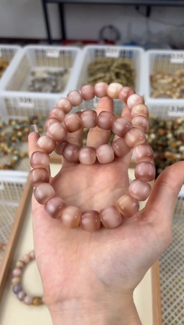 手串菩提根/象牙果卡13草莓粉紫手工干磨正桶337