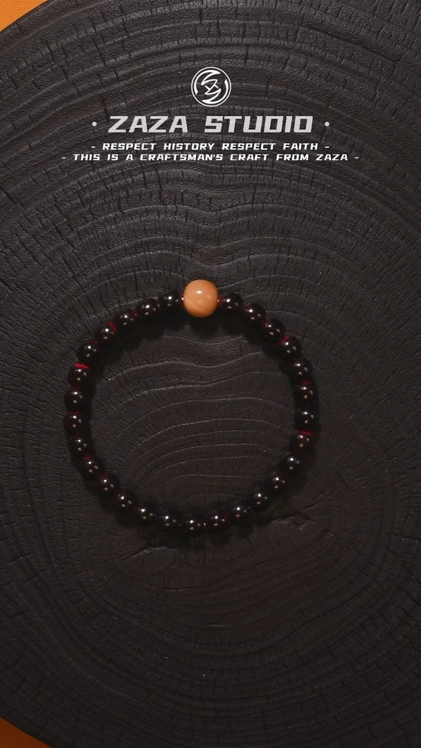 手串星月菩提7*8朱砂供TUI骨手串 天然红盾