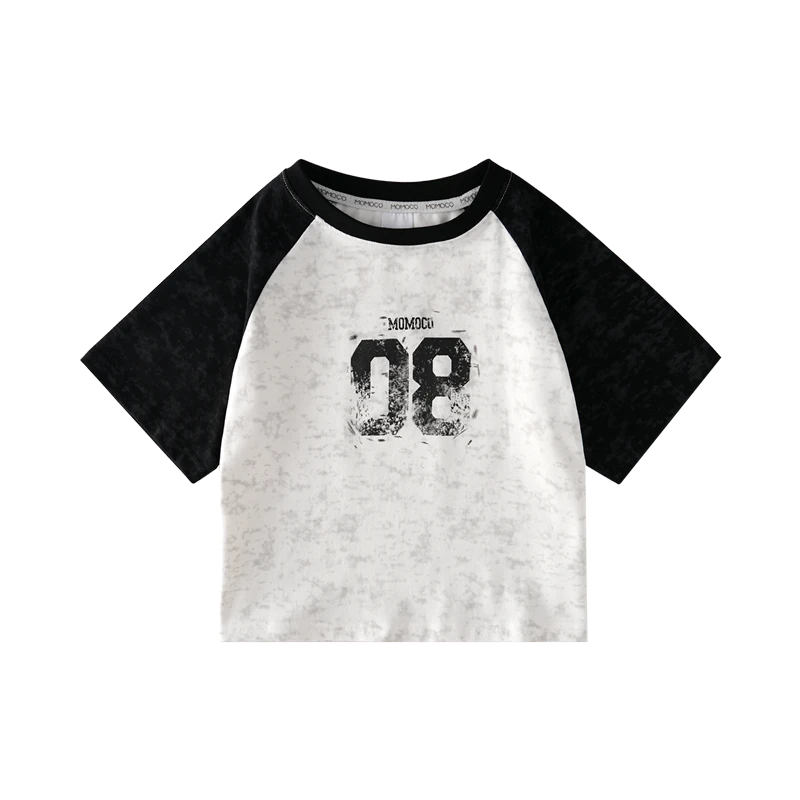 MOMOCO2025夏季圆领韩系男童短袖T恤插肩袖上衣77230235067