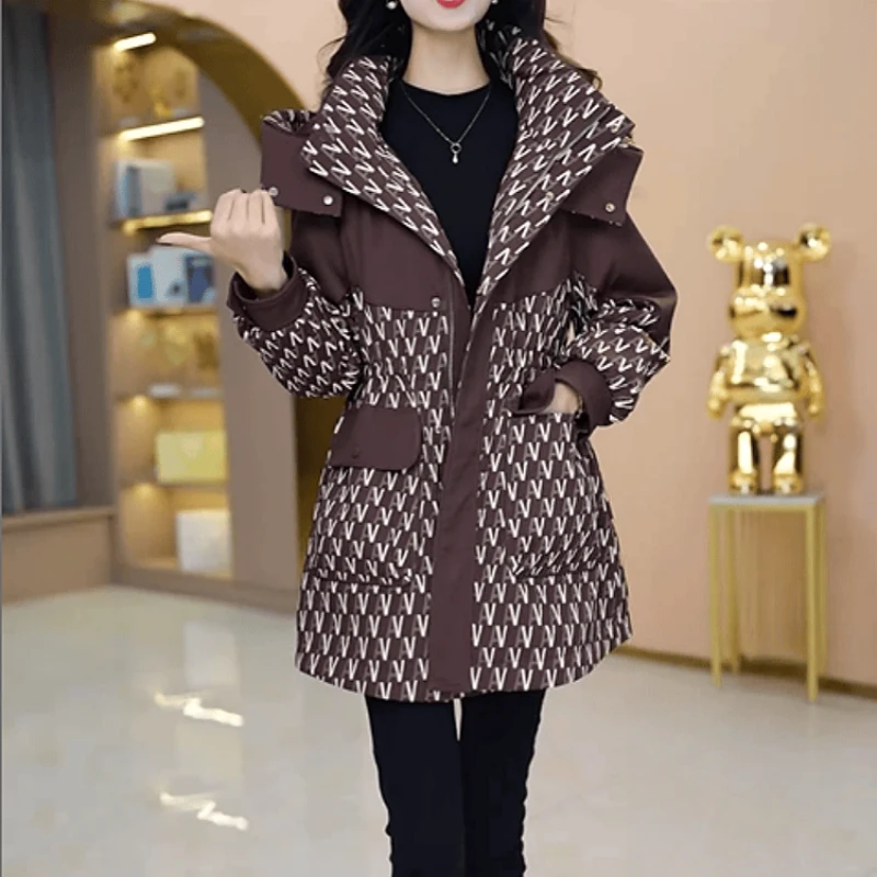 B935【派克服】2025冬季新款时尚显气质减龄休闲加绒厚款洋气外套