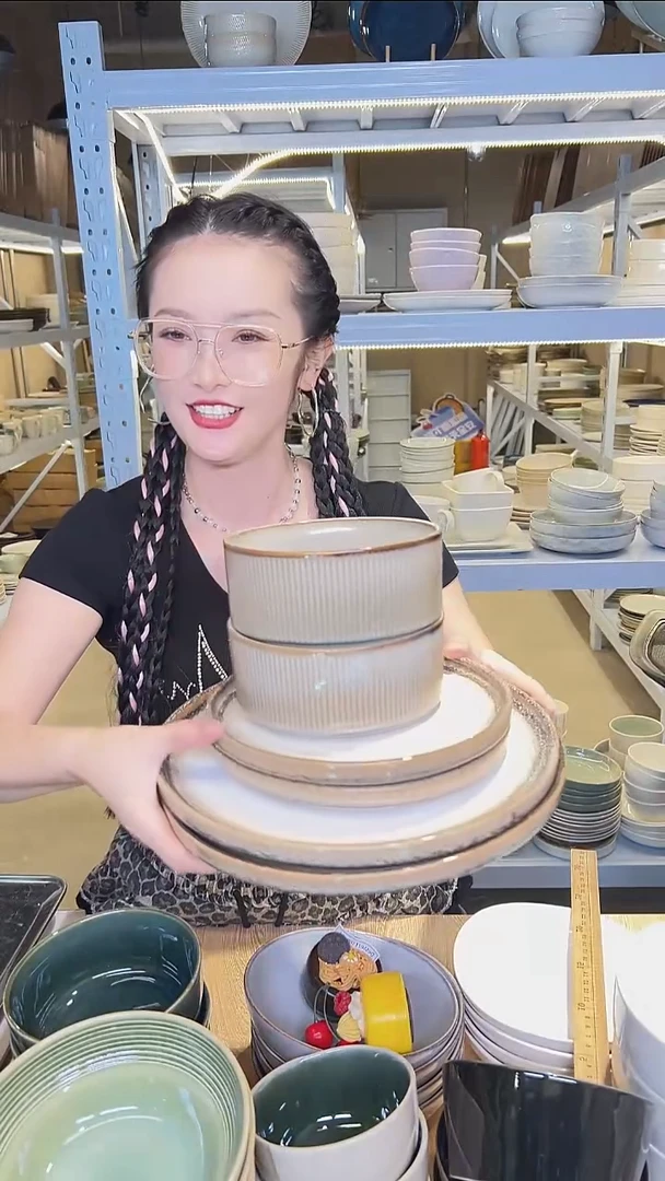 瓷45外贸尾货高温釉下彩陶瓷餐具默认微瑕