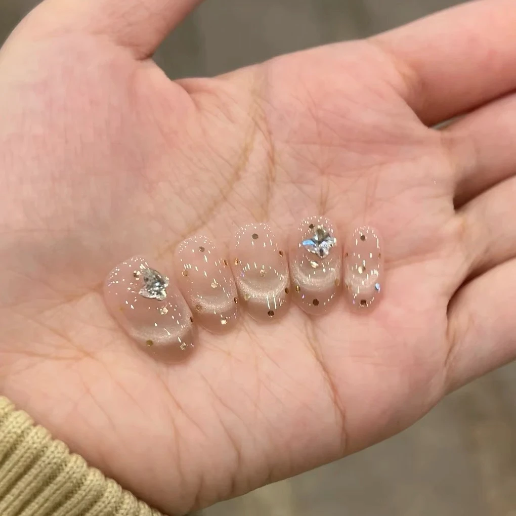 【赫本晚宴】纯手工穿戴甲美甲贴穿戴式光疗甲冰透渐变流行纯欲春夏