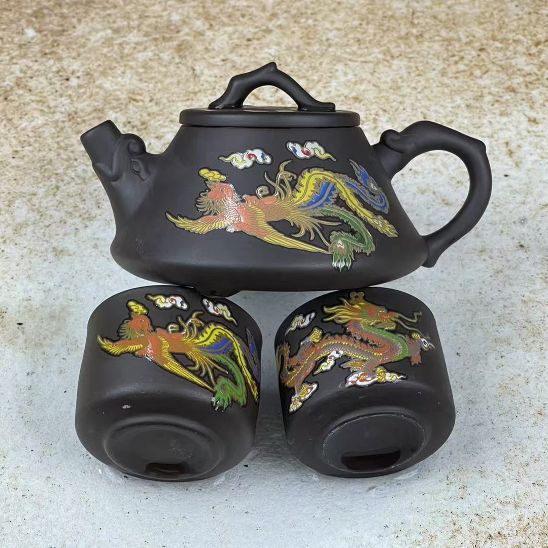 【闪购商品】龙凤呈祥深井老紫泥石瓢壶SPLF