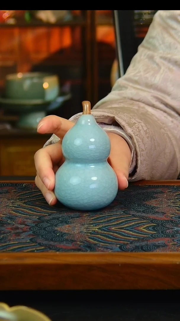 瓷片冰花釉水葫芦摆件