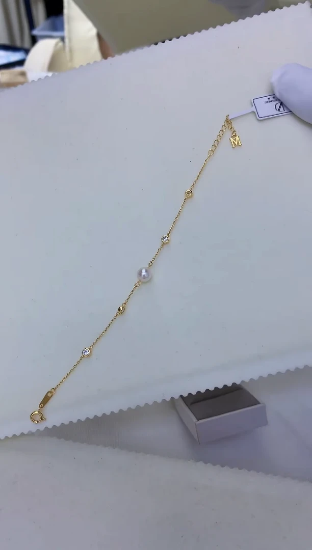 银S925镶嵌饰品海水珍珠M家设计款手链