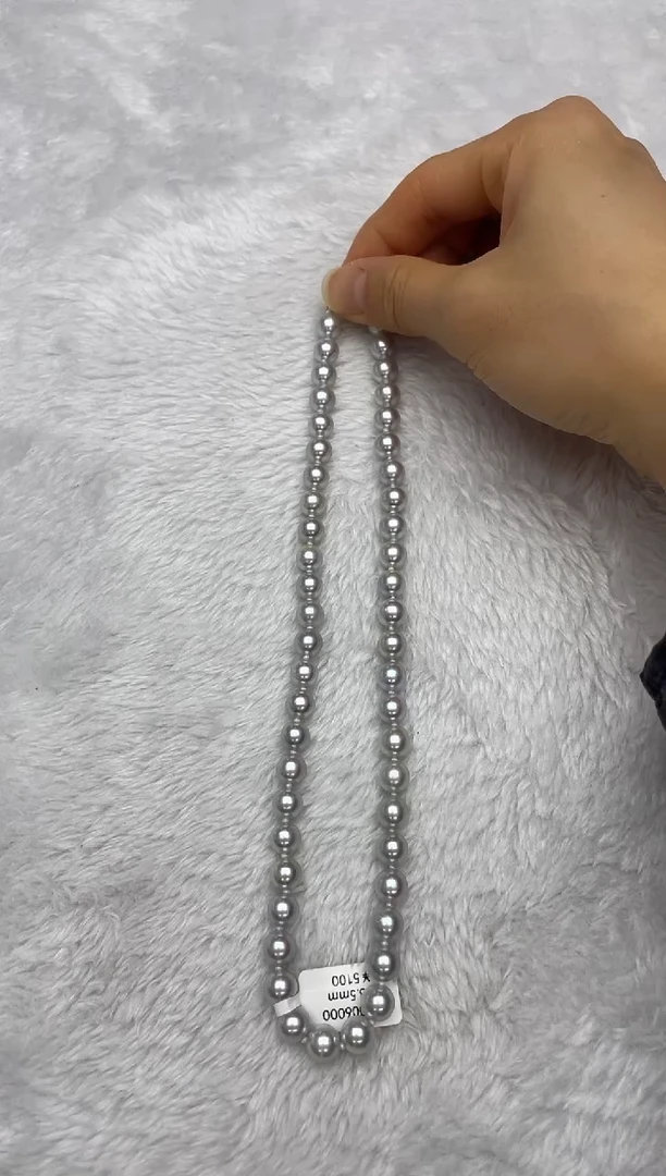 项链银S925镶嵌海水珍珠AK真多麻8-8.5mm