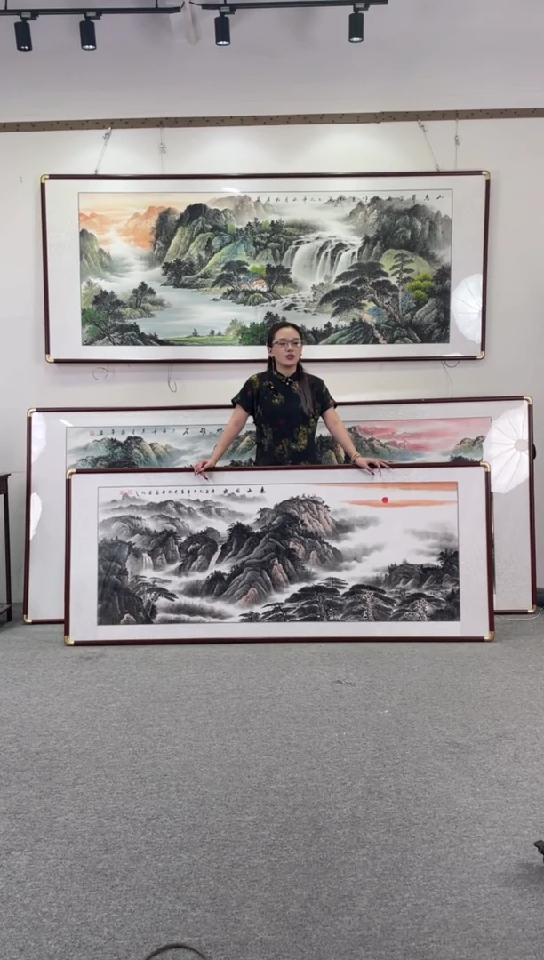 国画泰山日出208*86手绘国画