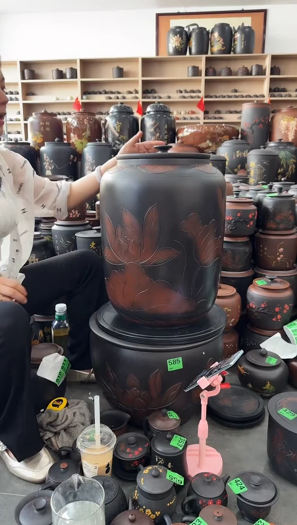 瑕疵茶缸高50cm  荷花 956