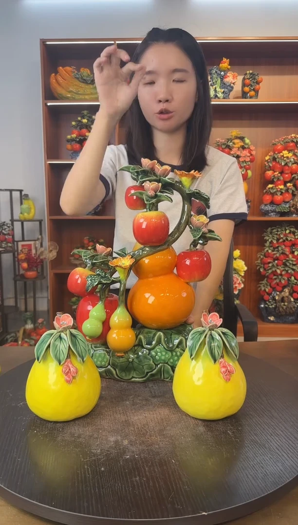 陶瓷葫芦苹果摆件