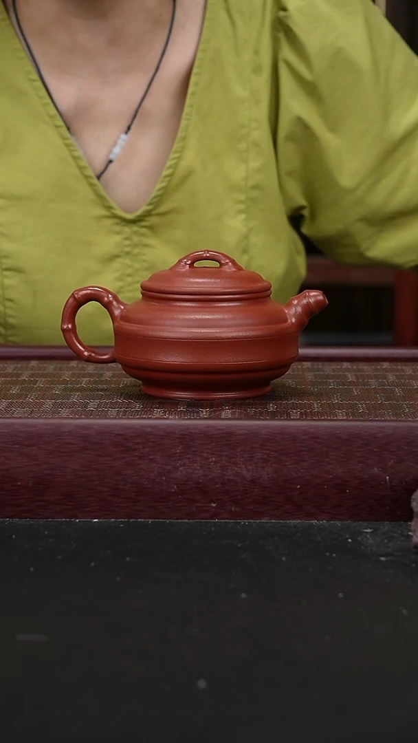 茶壶紫砂朱泥双线竹鼓