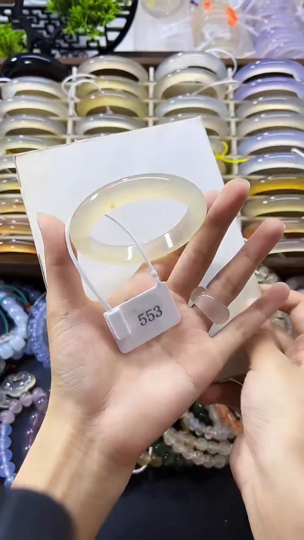 手镯玛瑙/玉髓未镶嵌57.5圈口放漏马料香槟金蜂蜜水