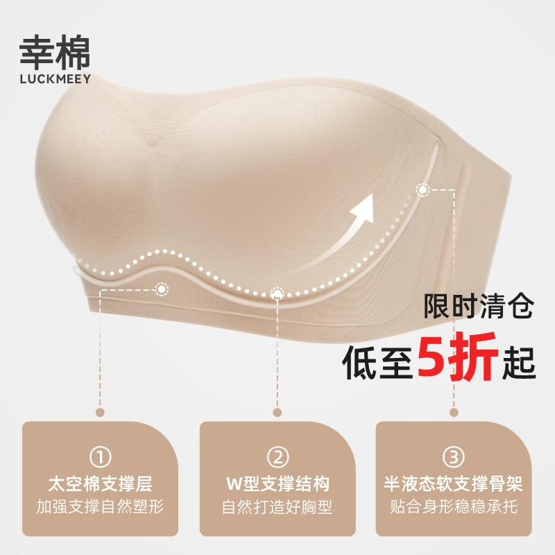 【粉丝专享】幸棉无肩带内衣无痕聚拢薄款露肩吊带婚纱内衣*dr