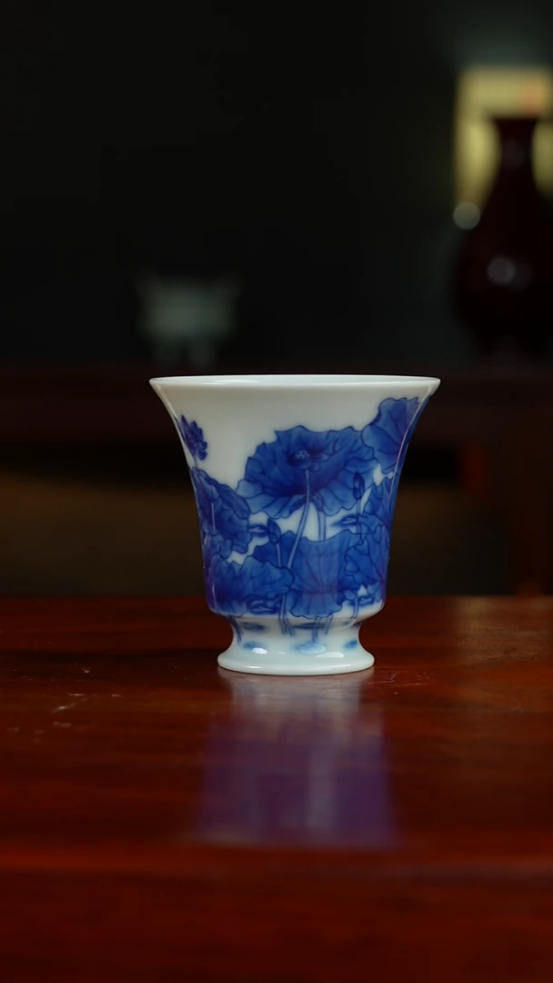 祖传窑真柴窑传承400年荷叶高足杯