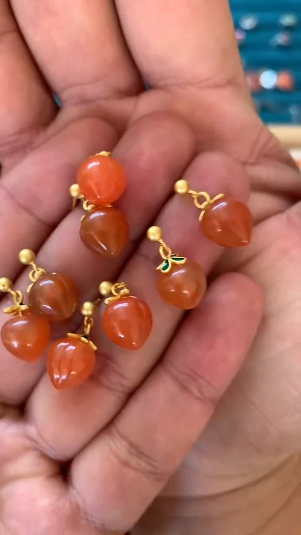 未镶嵌南红玛瑙耳饰南红耳钉