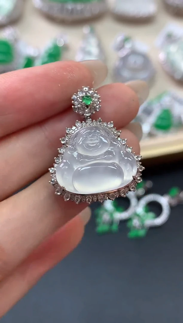 翡翠18K金镶嵌吊坠(不含链)吊坠（不含链）|9800