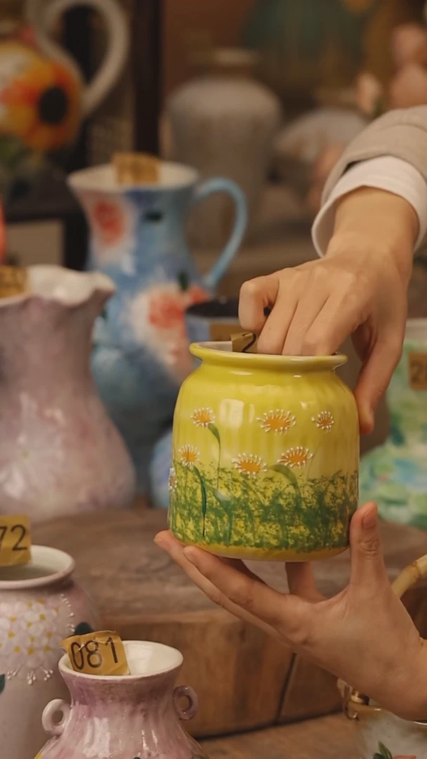 陶瓷景德镇设计师手作花器摆件侘寂风@M268@