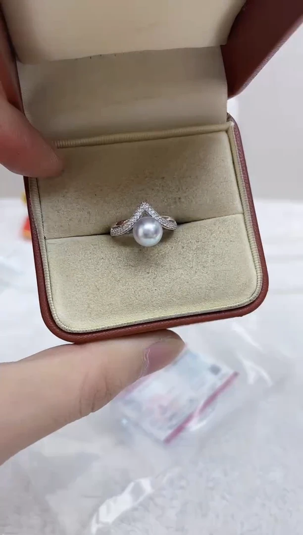 银S925镶嵌戒指海水珍珠