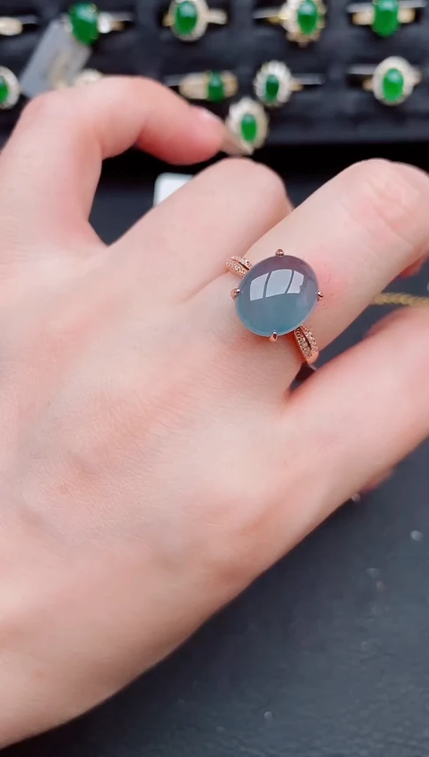 翡翠戒指银S925镶嵌天然a货翡翠277