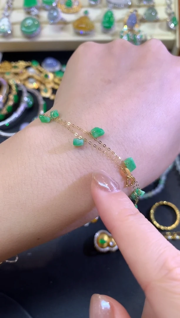 18K金镶嵌手链翡翠手链|800+40