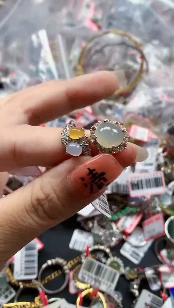 银S925镶嵌戒指翡翠天然A货缅甸翡翠