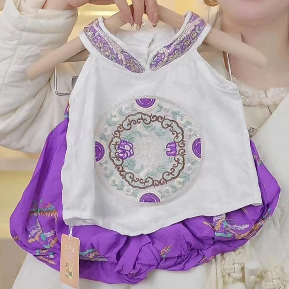 【MM038】2024年新款夏季民族风女小童绣花套装