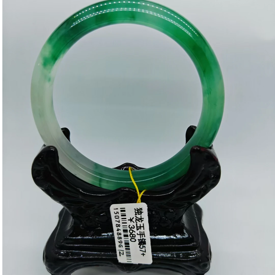 石英质玉手镯独龙玉冰绿12