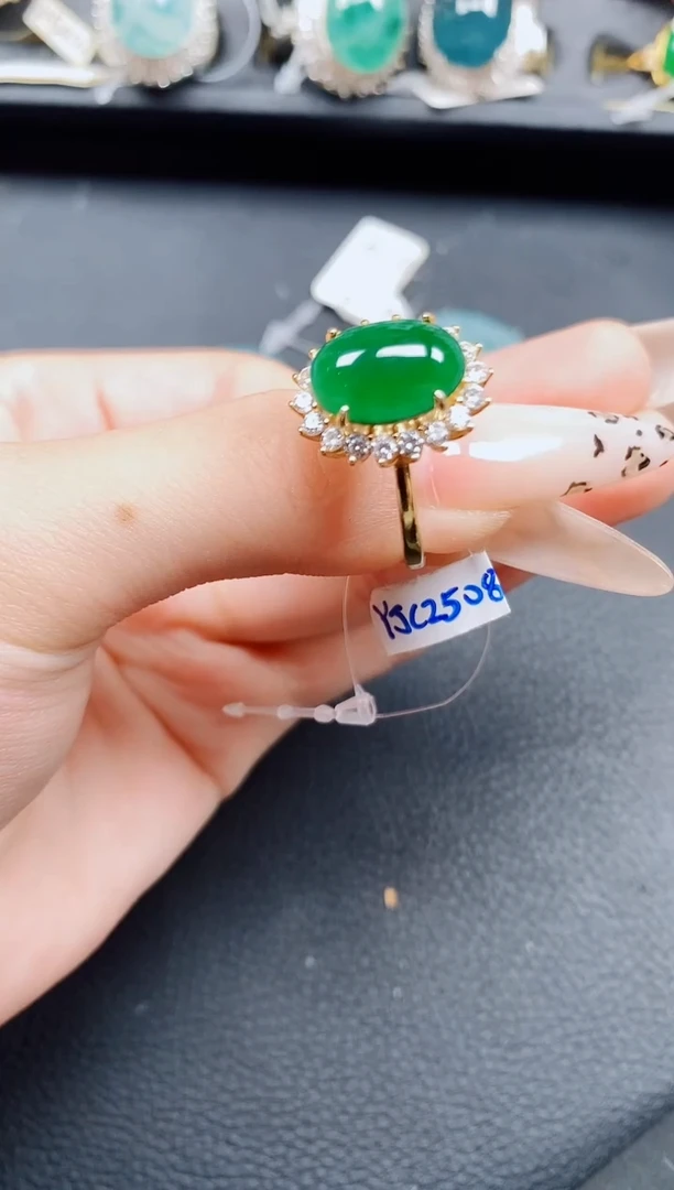 银S925镶嵌戒指翡翠翡翠