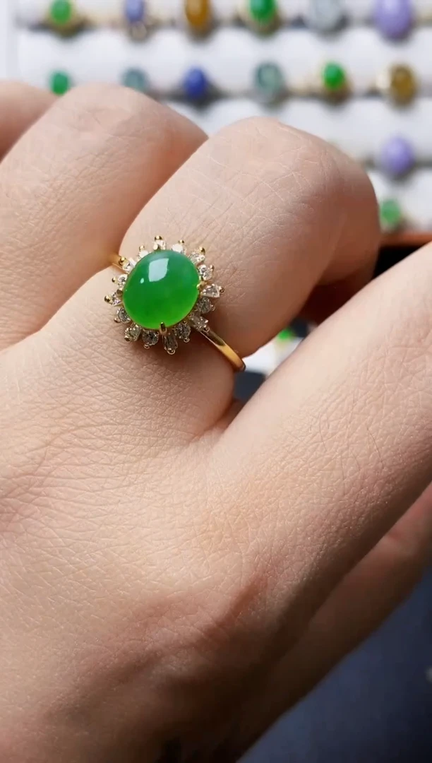 银S925镶嵌戒指翡翠1456