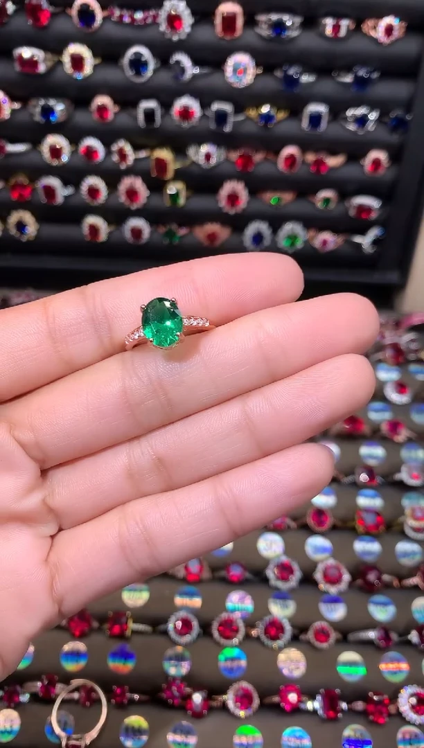 【闪购商品】透辉石戒指银S925镶嵌810玫瑰金