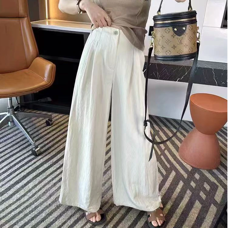 【满满专属】纽扣西装阔腿裤女夏季垂感高腰宽松慵懒风显瘦长裤07