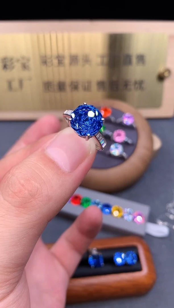 托帕石戒指银S925镶嵌8655