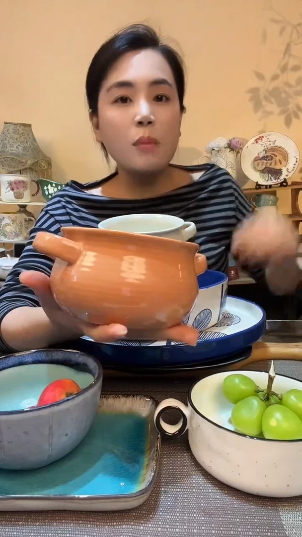 瓷片5英寸双耳碗 微瑕介意勿拍