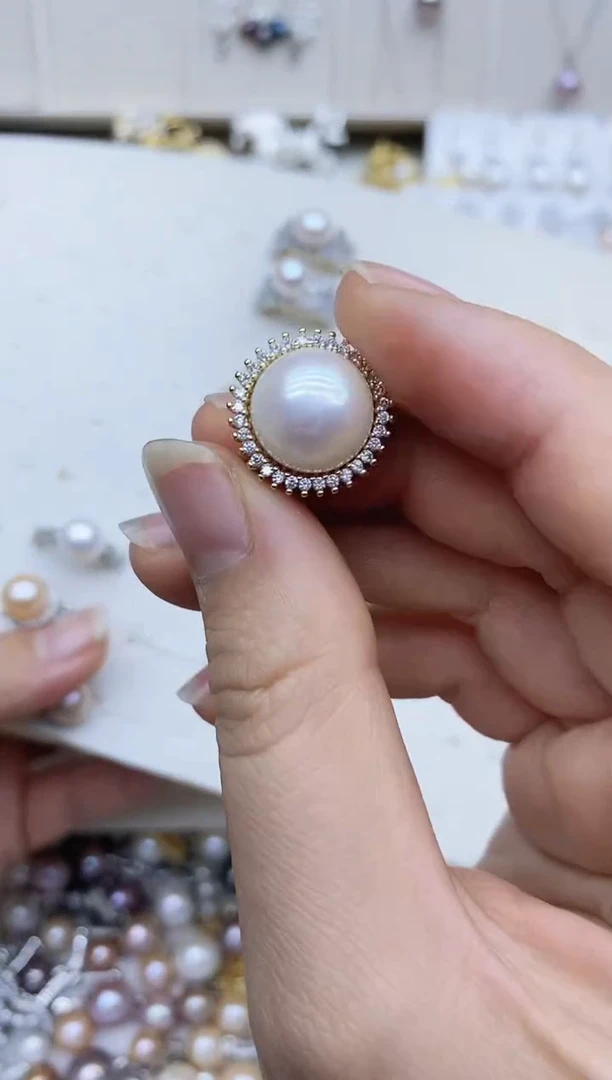 未镶嵌戒指淡水珍珠戒指
