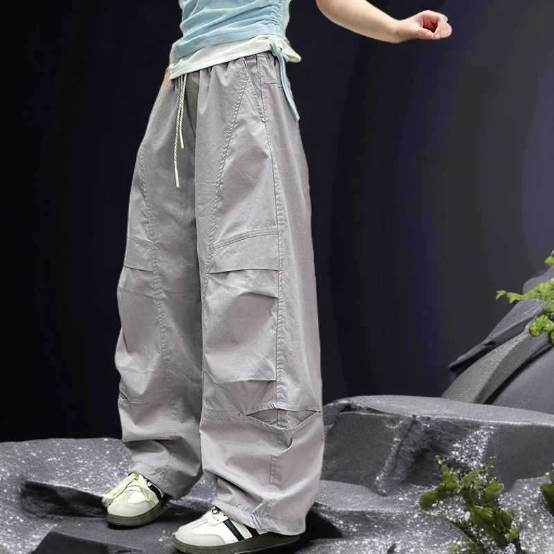 弯刀裤子工装防蚊裤夏季薄款阔腿直筒裤儿童夏装2025新款大女童装