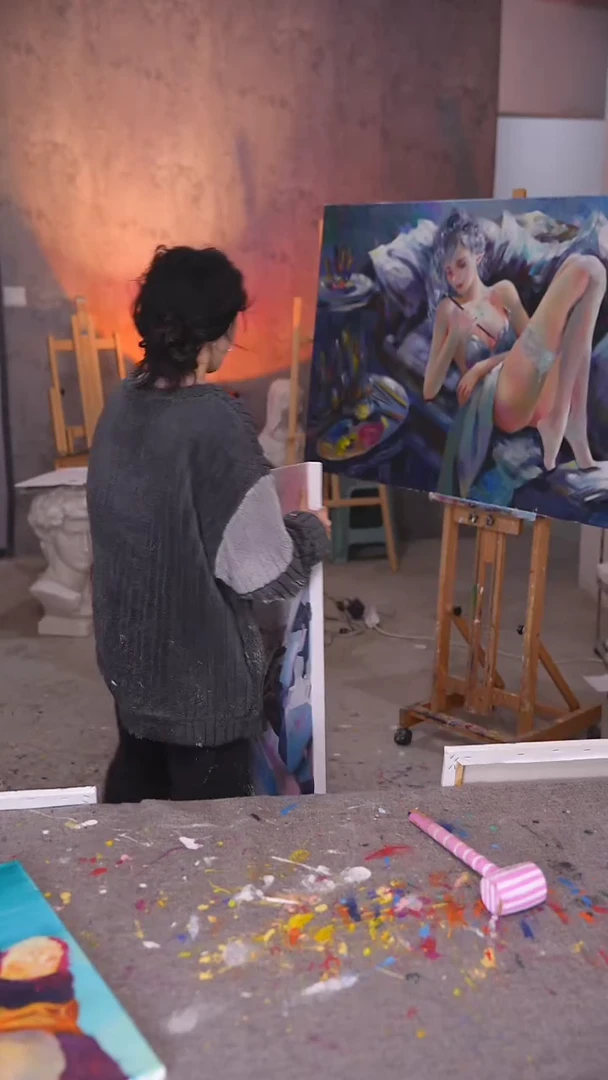 【闪购商品】油画机甲少女丙烯画纯手绘精品