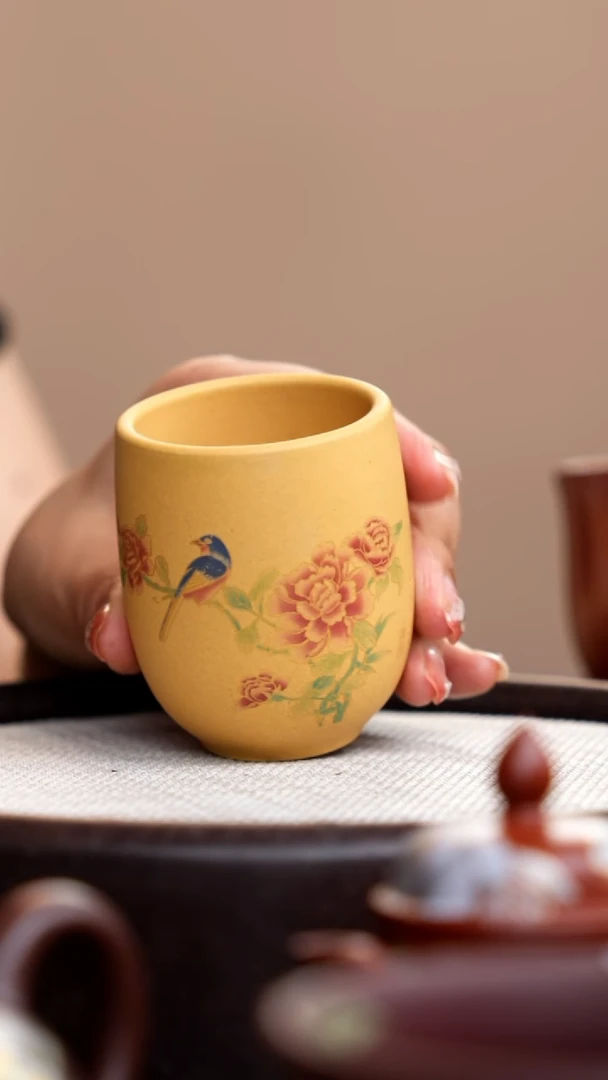 茶壶紫砂黄金段龙蛋杯花鸟