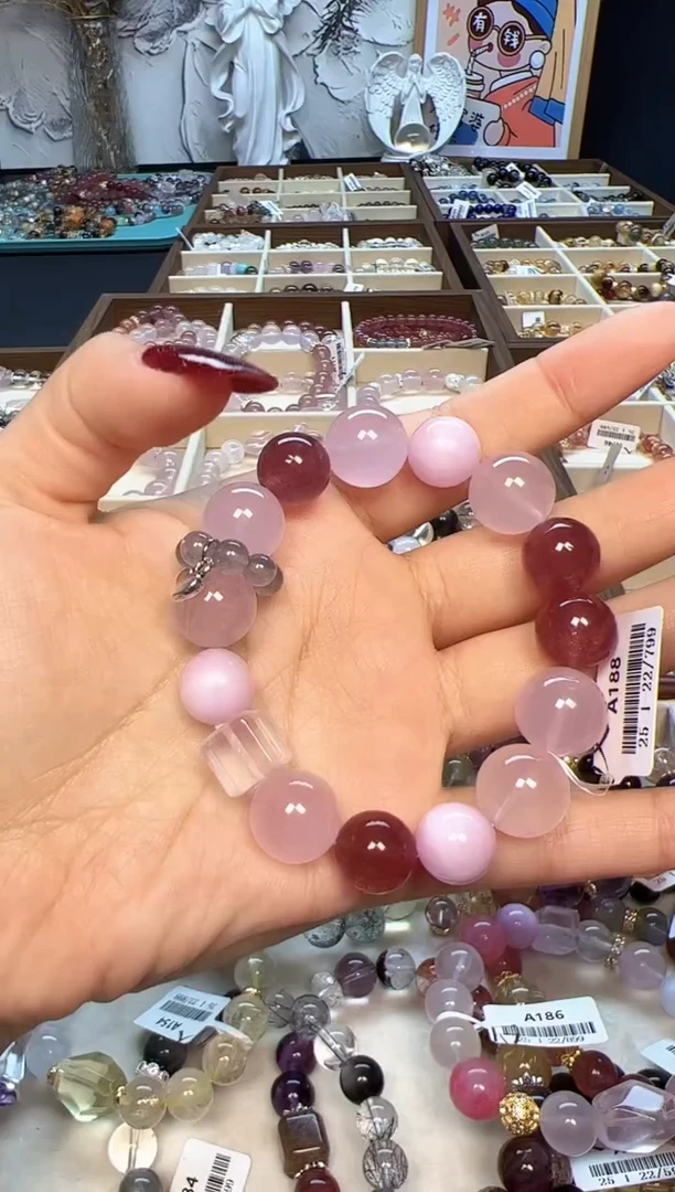 【闪购商品】水晶手链未镶嵌A188  天然粉水晶手串