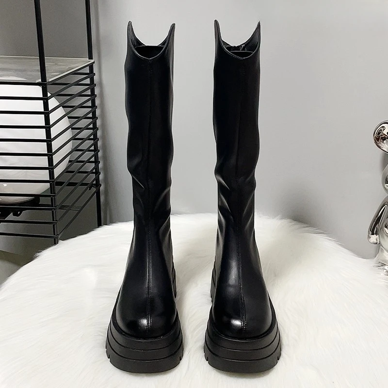 卓诗尼【断码清仓】长靴女小个子美拉德靴子增高7cm秋冬女款长筒靴