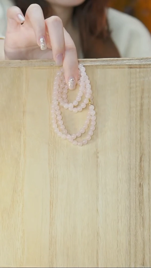 【闪购商品】和田玉颈饰未镶嵌藕粉珠串素串108颗项链（卡6mm）