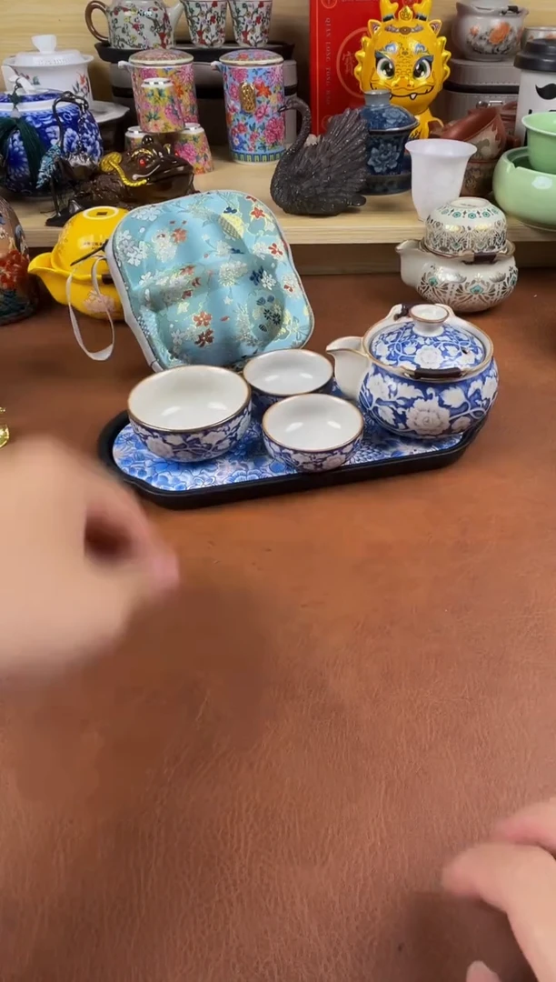 陶瓷茶具摆件旅行套组