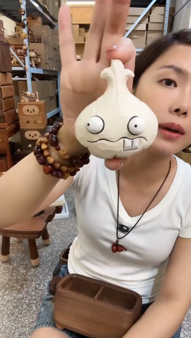 木蒜头木雕摆件植物大战