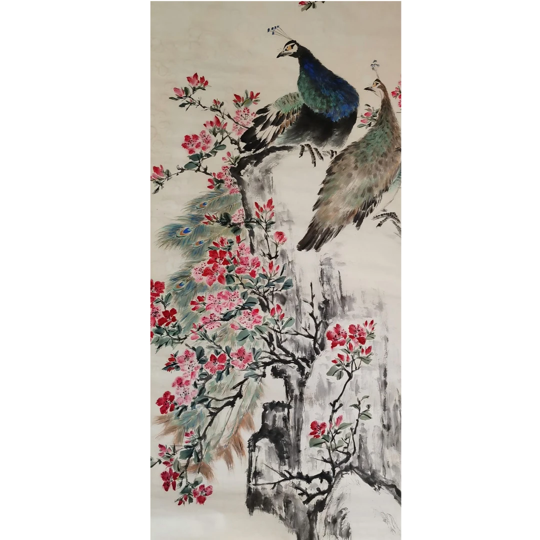 【辽拍】V250709-2-92《孔雀》（8.5平尺）纸本镜片 yy1205w