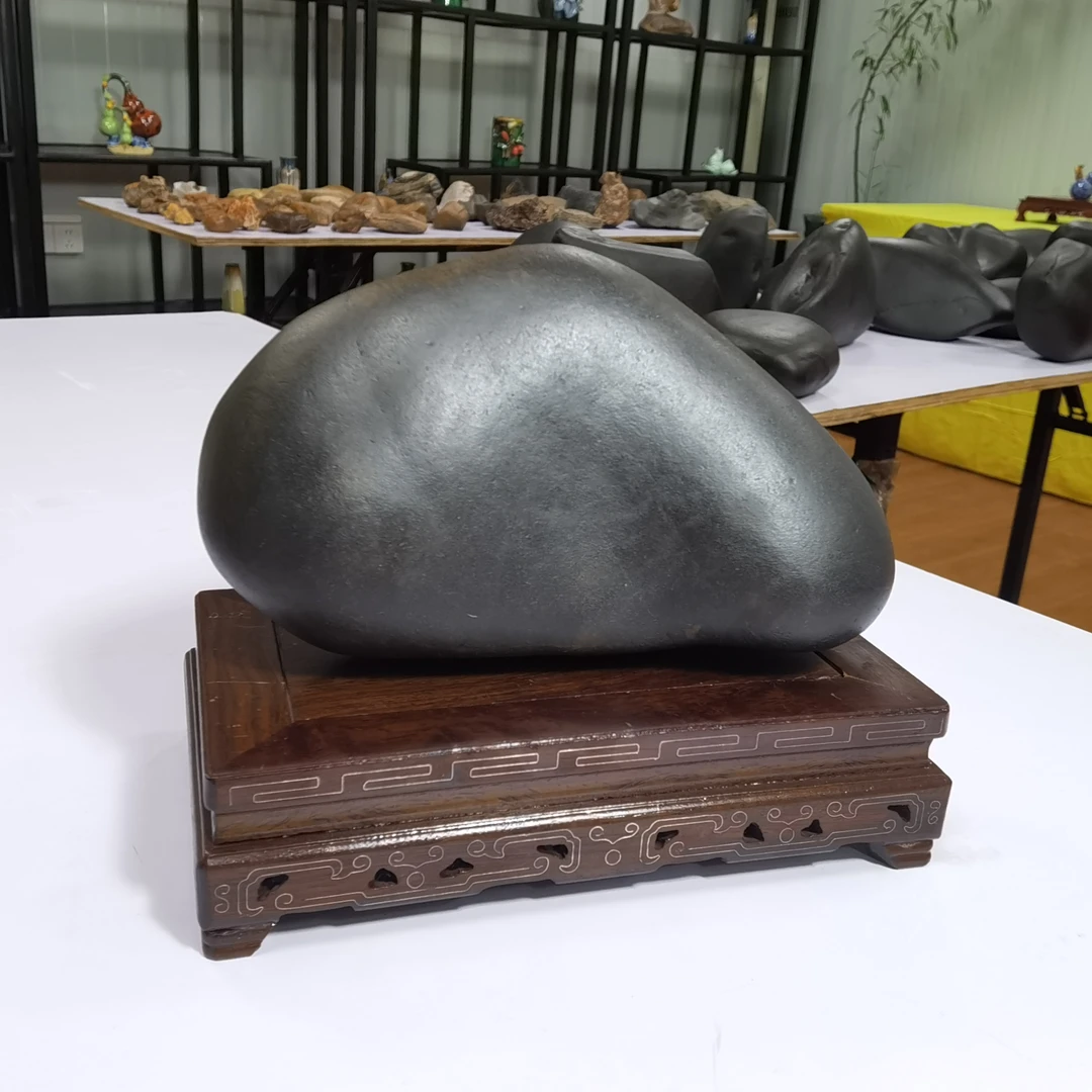 试金石收藏摆件观赏石大黑石摆件居家精美奇石公司石头摆件